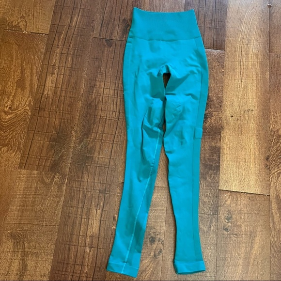 Lululemon high rise full length leggings tights blue green iridescent logo - Picture 1 of 8
